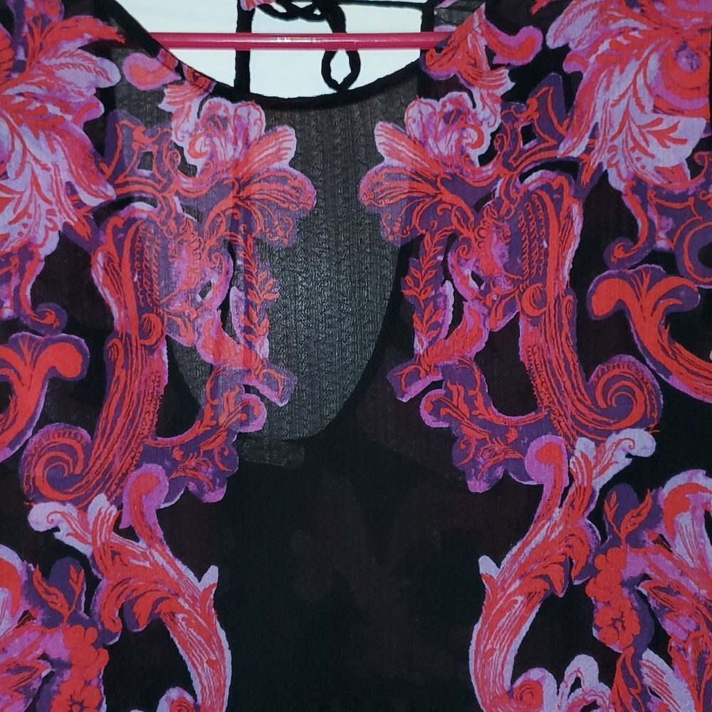 FREE PEOPLE INTAMATELY SYMPHONY Dark Garden Smock Dress Sz M Pink Black NWOT - Picture 6 of 10